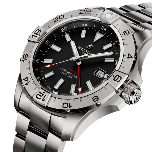 Avenger Automatic GMT 44- Stainless Steel/Black - Provident Jewelry