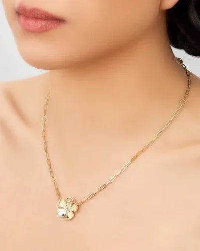 Alessia Large Paperclip Chain Necklace w/.14 CT Diamond, 18K Yellow Gold, 16