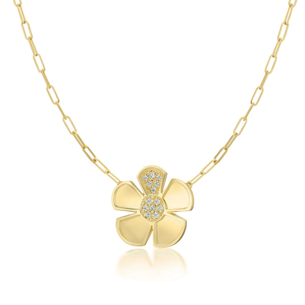 Alessia Large Paperclip Chain Necklace w/.14 CT Diamond, 18K Yellow Gold, 16