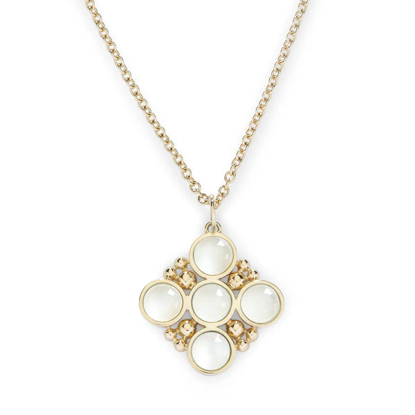 Bubbles Classic Chain Necklace w/6mm Moonstone, 18K Yellow Gold - Provident Jewelry
