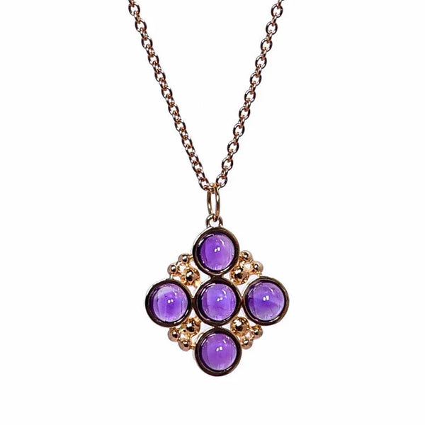 Bubbles Classic Chain Necklace w/6mm Amethyst, 18K Yellow Gold - Provident Jewelry