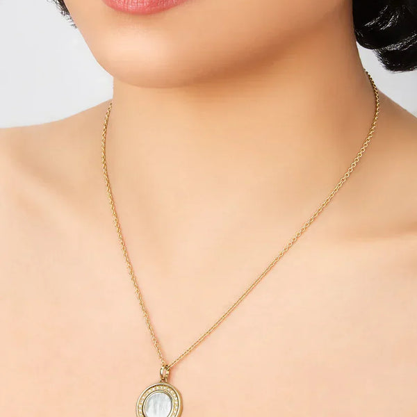 Toscano Mother of Pearl Classic Chain Necklace w/.22 CT Diamond - Provident Jewelry