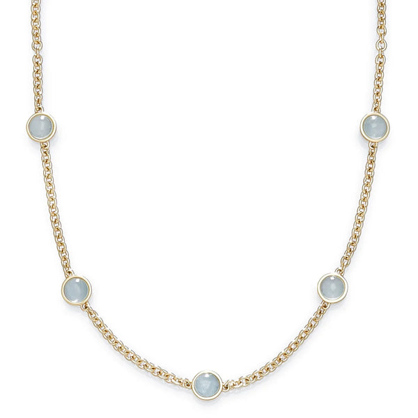 Bubbles Mini Luxe Chain Necklace w/6mm Aquamarine, 18K Yellow Gold - Provident Jewelry