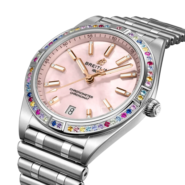 Chronomat Automatic 36 South Sea- Stainless Steel & 18k White Gold/ Pink Dial - Provident Jewelry