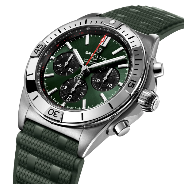 Chronomat B01 42- Stainless Steel/ Dark Green Dial - Provident Jewelry