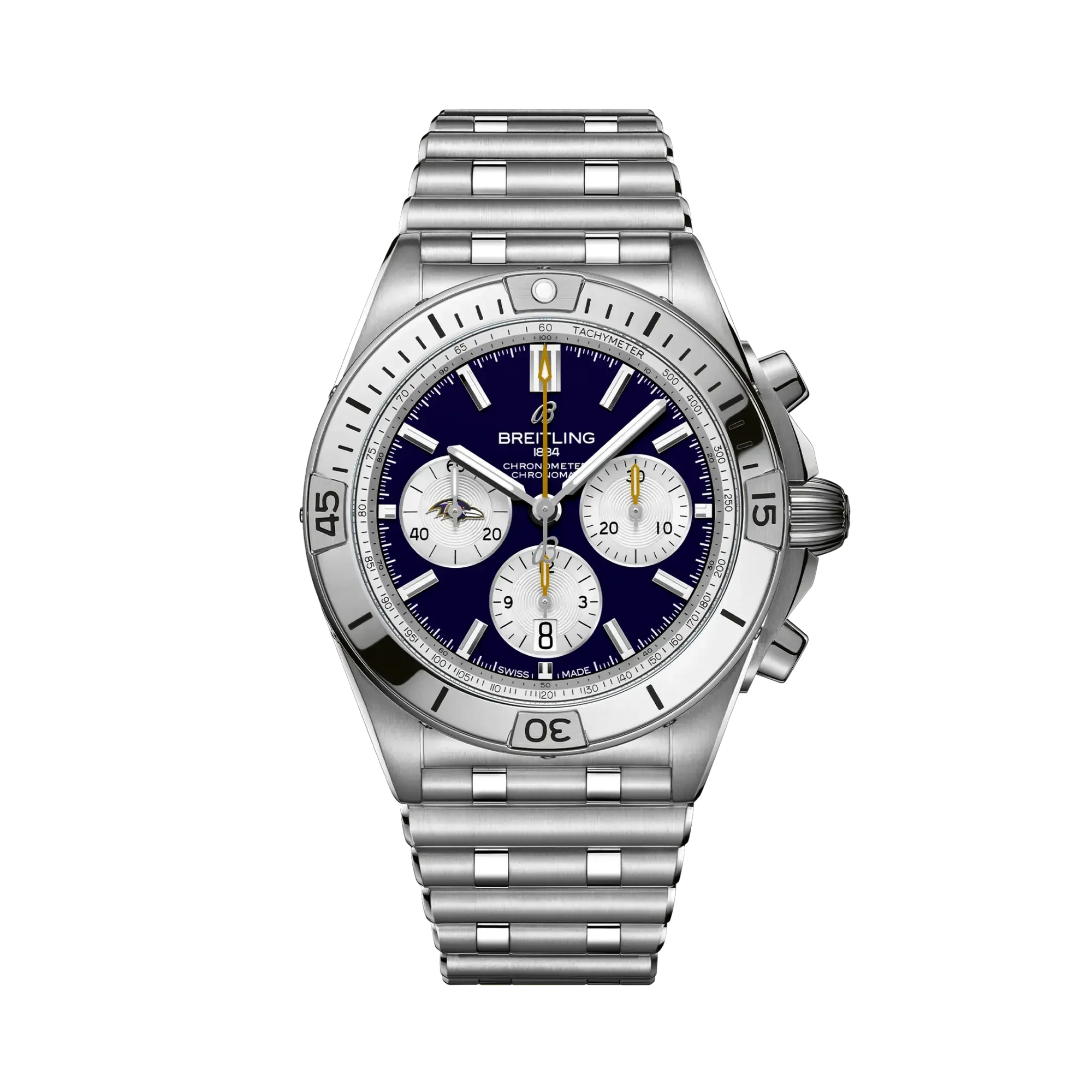 Chronomat B01 42 NFL Baltimore Ravens Edition- Stainless Steel/ Purple Dial - Provident Jewelry