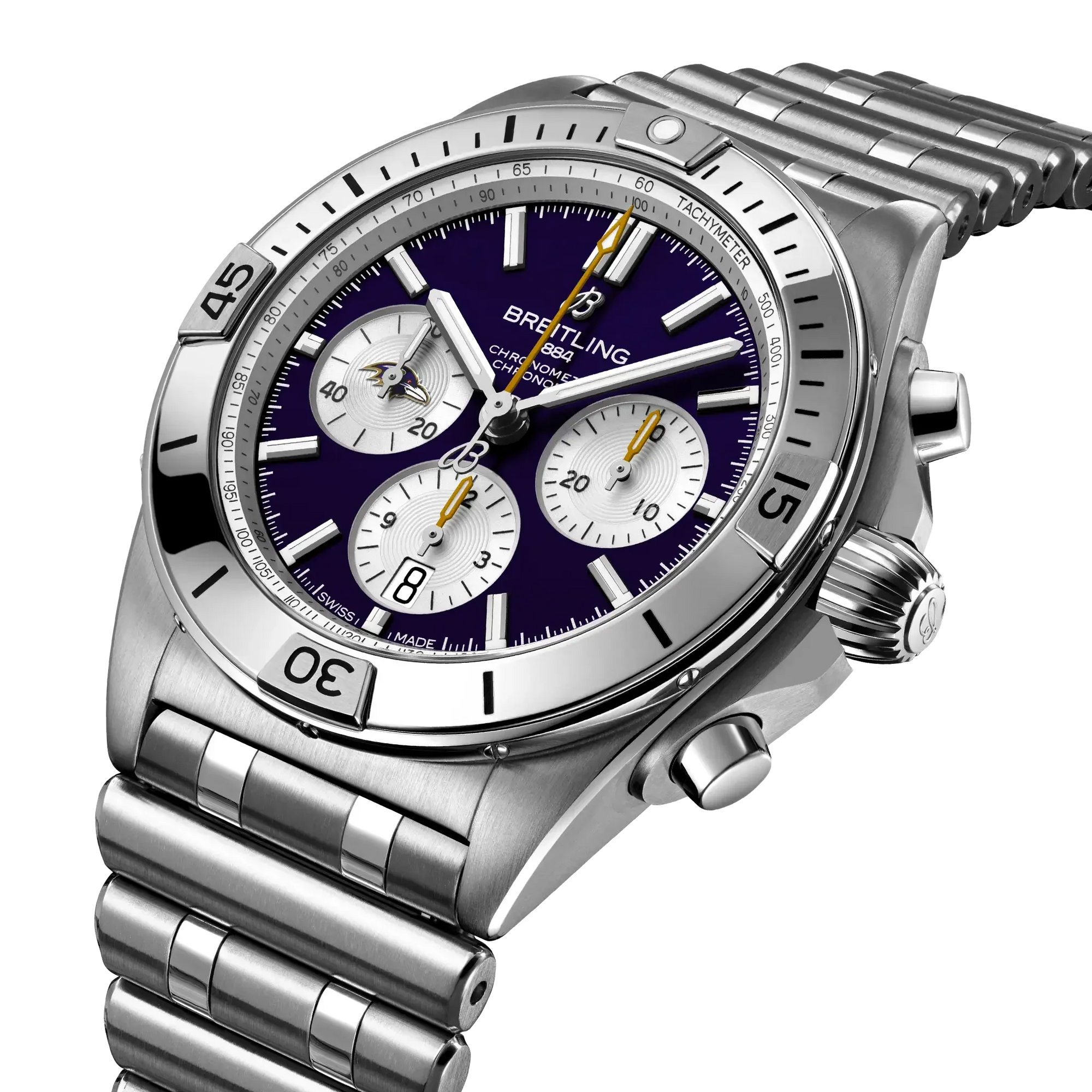 Chronomat B01 42 NFL Baltimore Ravens Edition- Stainless Steel/ Purple Dial - Provident Jewelry