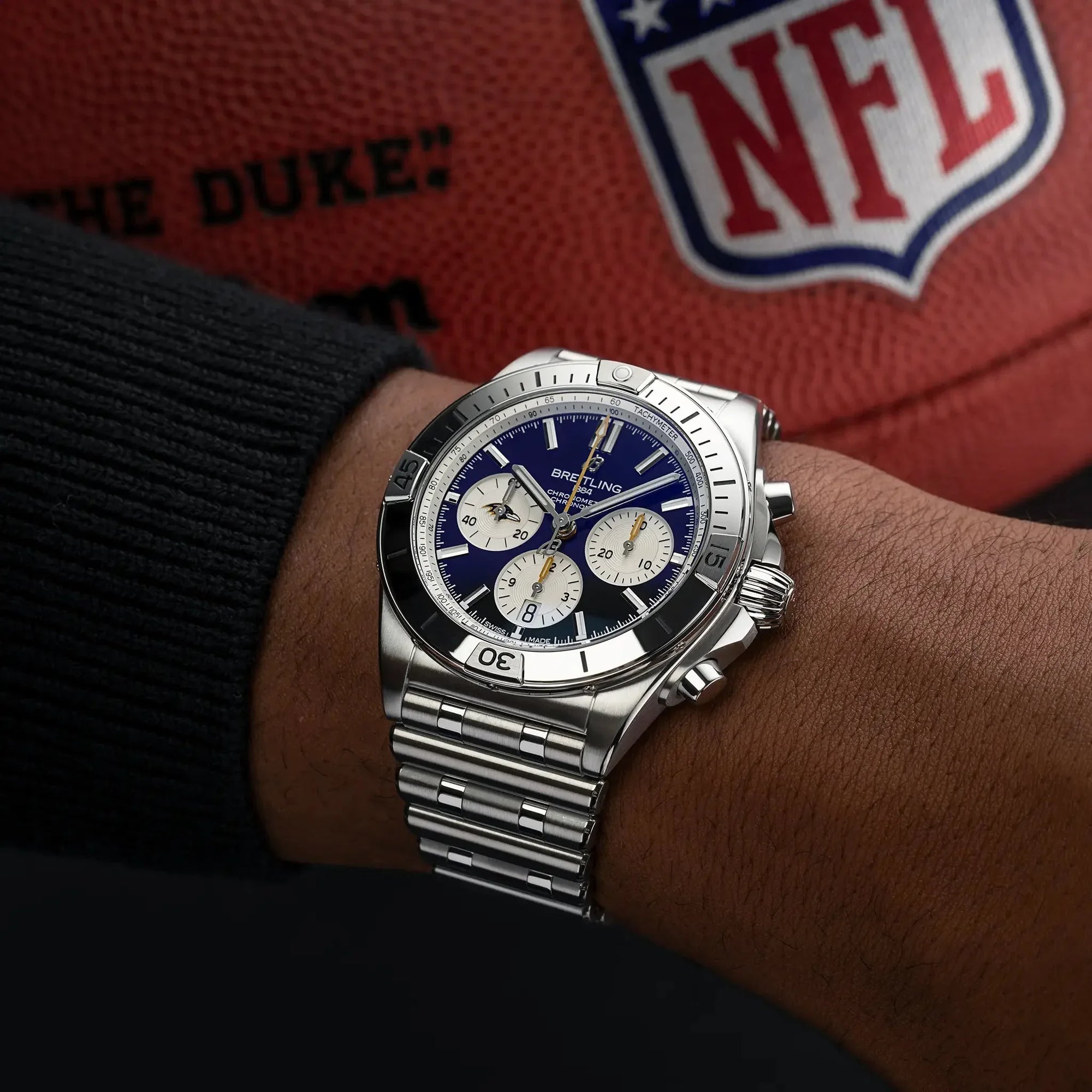 Chronomat B01 42 NFL Baltimore Ravens Edition- Stainless Steel/ Purple Dial - Provident Jewelry