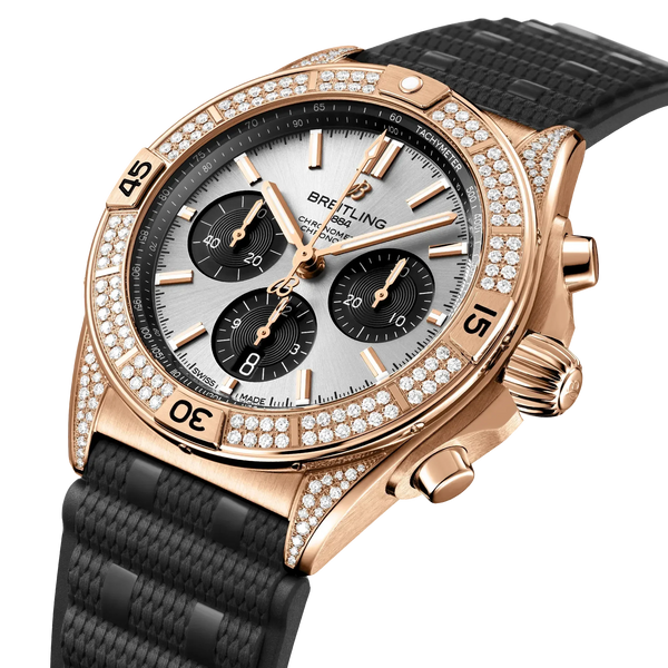 Chronomat B01 42- 18K Red Gold (Gem-Set)/ White Dial (Available for Pre-Order) - Provident Jewelry