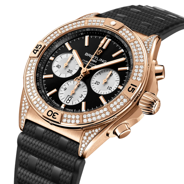 Chronomat B01 42- 18K Red Gold (Gem-Set)/ Black Dial (Available for Pre-Order) - Provident Jewelry