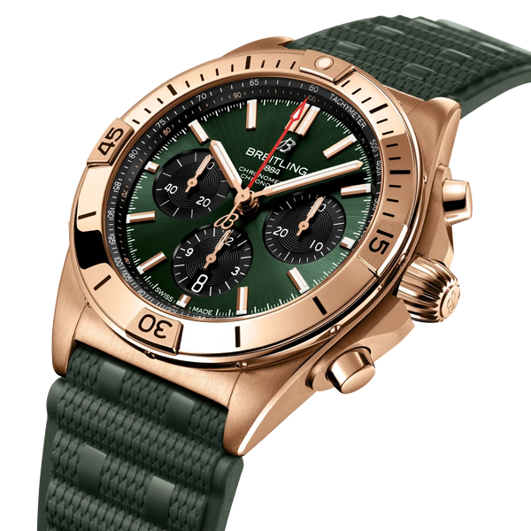 Chronomat B01 42- 18k Red Gold/ Dark Green Dial - Provident Jewelry