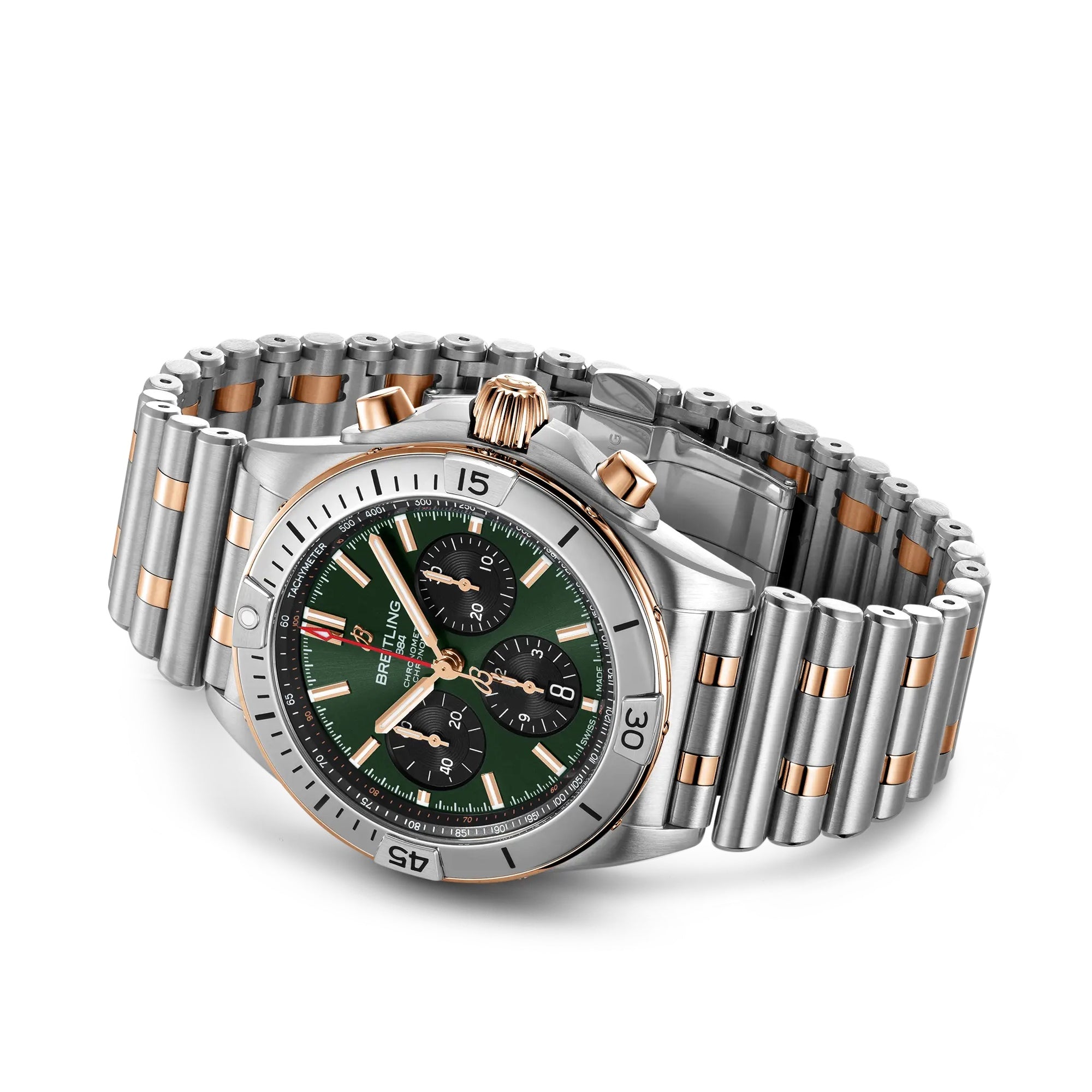 Chronomat B01 42- Stainless Steel/18K Red Gold/Dark Green - Provident Jewelry E-commerce