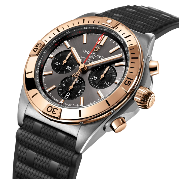 Chronomat B01 42- Stainless Steel & 18K Red Gold/ Black Strap - Provident Jewelry