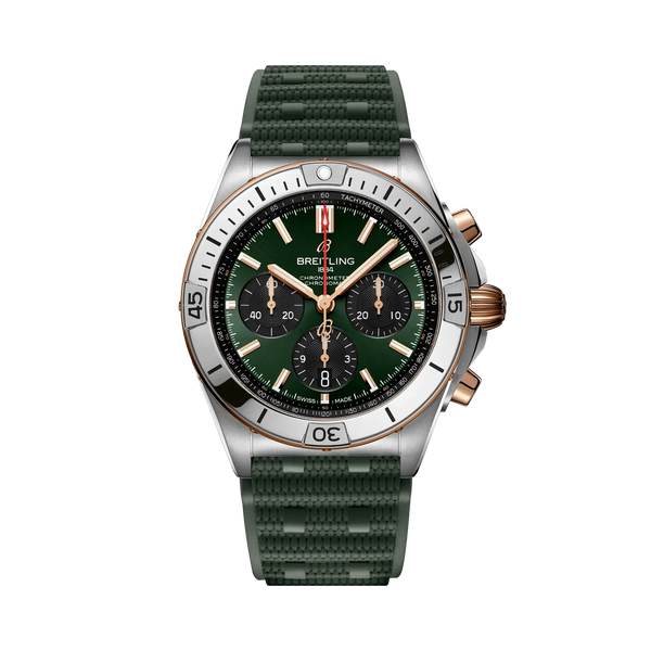Chronomat B01 42- Stainless Steel & 18k Red Gold/ Dark Green Dial - Provident Jewelry
