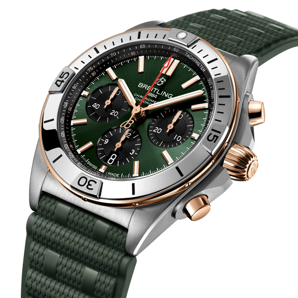 Chronomat B01 42- Stainless Steel & 18k Red Gold/ Dark Green Dial - Provident Jewelry