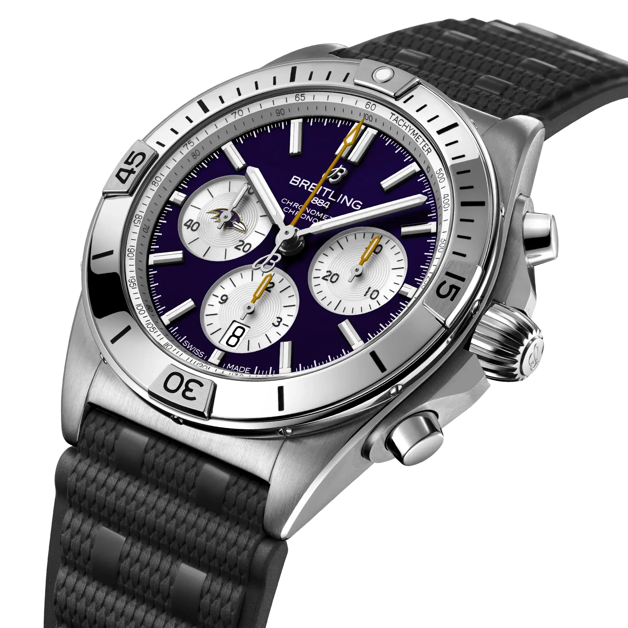 Chronomat B01 42 NFL Baltimore Ravens Edition- Black Strap/ Purple Dial - Provident Jewelry