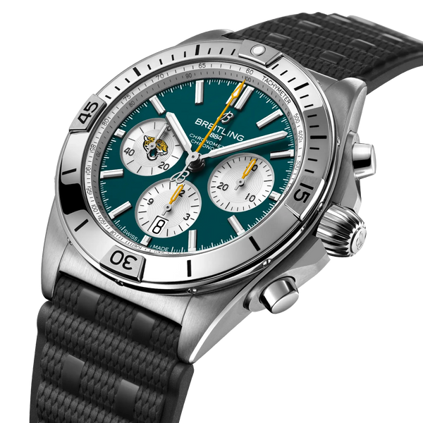 Chronomat B01 42 NFL Jacksonville Jaguars Edition- Stainless Steel/ Black - Provident Jewelry