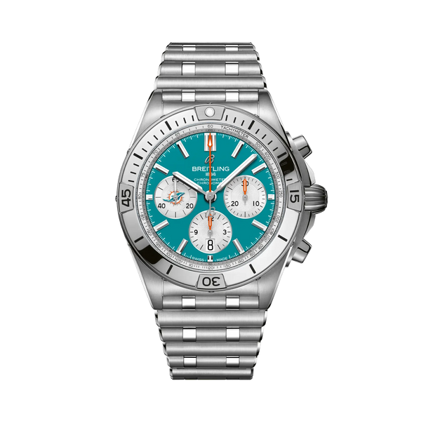 Chronomat B01 42 NFL Miami Dolphins Edition- Stainless Steel - Provident Jewelry