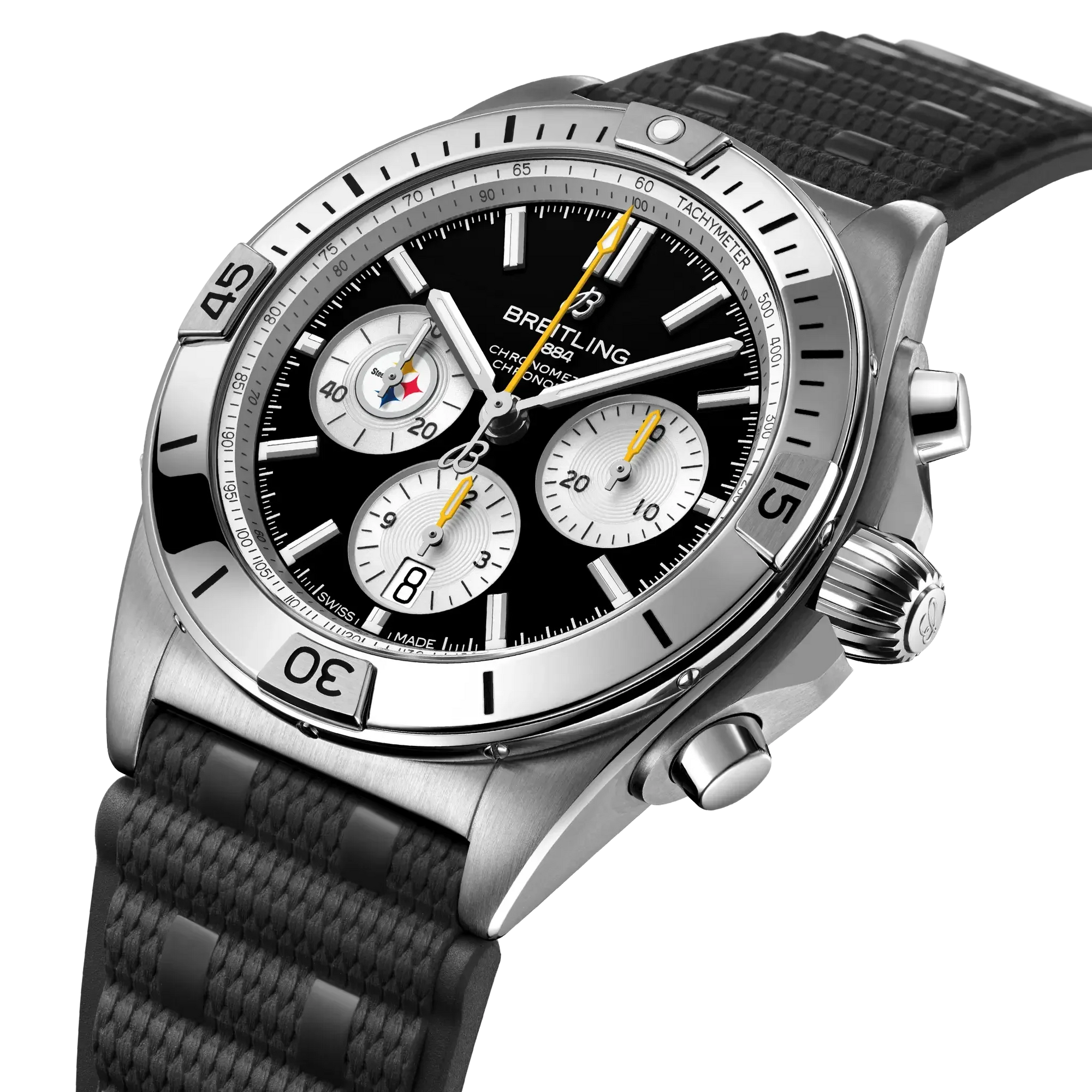 Chronomat B01 42 NFL Pittsburgh Steelers Edition- Black - Provident Jewelry