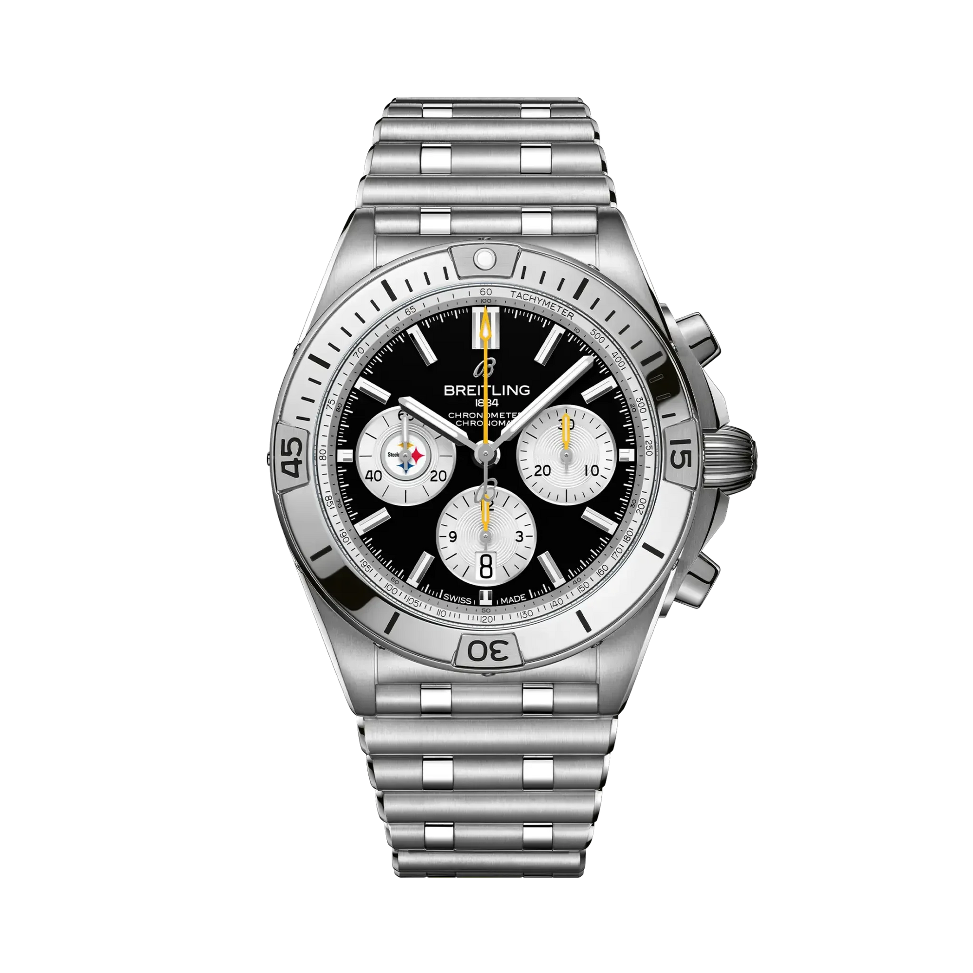 Chronomat B01 42 NFL Pittsburgh Steelers Edition- Stainless Steel/ Black Dial - Provident Jewelry