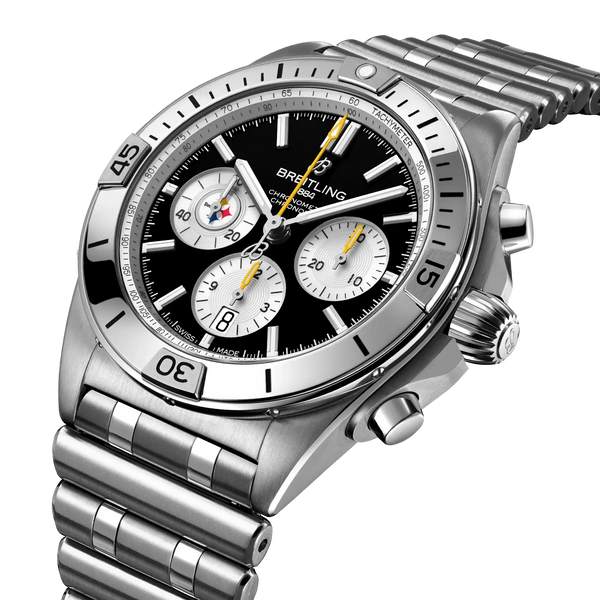 Chronomat B01 42 NFL Pittsburgh Steelers Edition- Stainless Steel/ Black Dial - Provident Jewelry