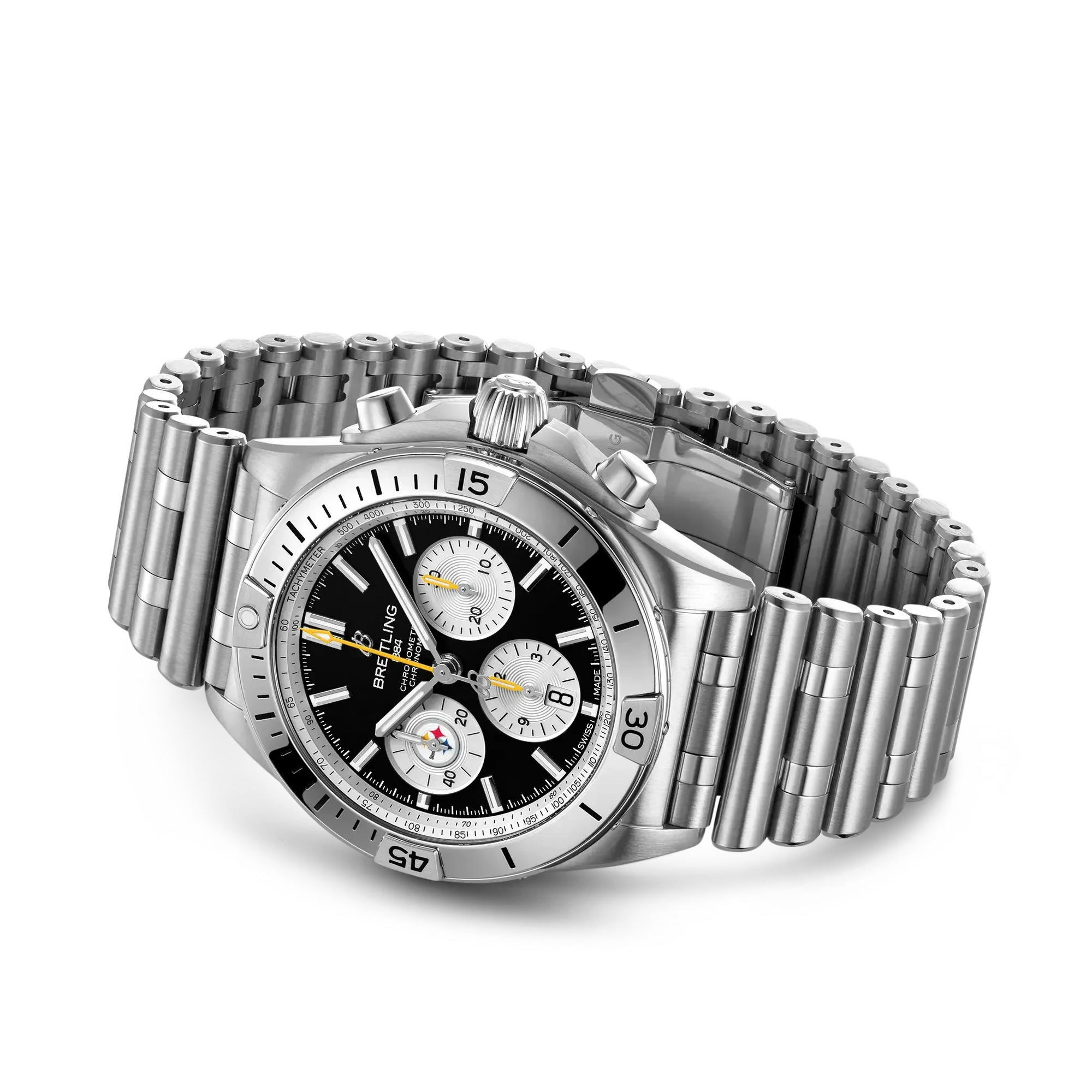 Chronomat B01 42 NFL Pittsburgh Steelers Edition- Stainless Steel/ Black Dial - Provident Jewelry
