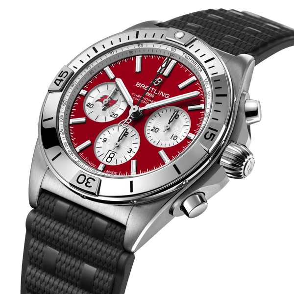 Chronomat B01 42 NFL Tampa Bay Buccaneers Edition- Stainless Steel/ Black - Provident Jewelry