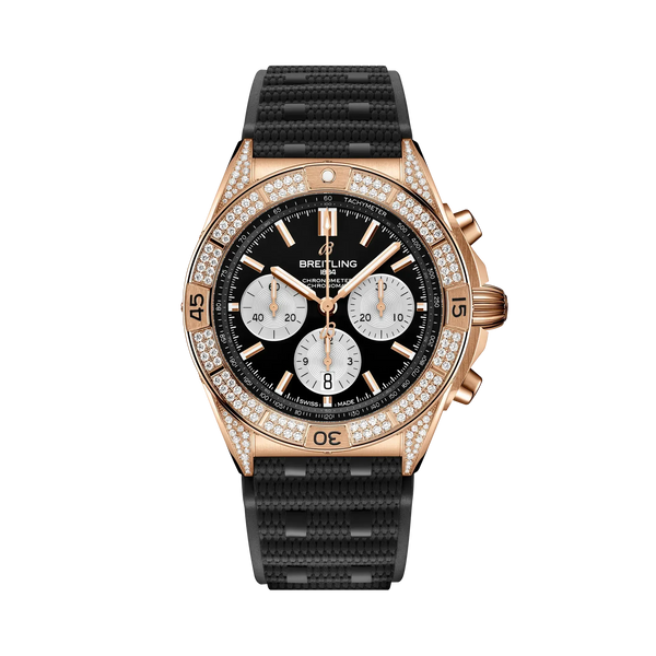 Chronomat B01 42- 18K Red Gold (Gem-Set)/ Black Dial (Available for Pre-Order) - Provident Jewelry