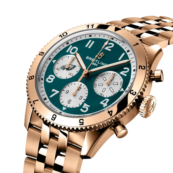 Classic AVI Chronograph 42 Super Bowl LIX Philadelphia Eagles Limited Edition- 18K Red Gold (Available for Pre-Order) - Provident Jewelry