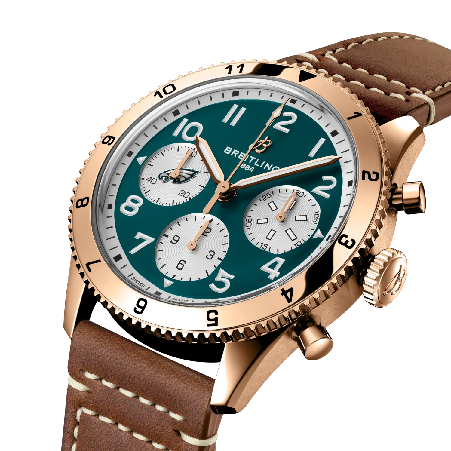 Classic AVI Chronograph 42 Super Bowl LIX Philadelphia Eagles Limited Edition- Brown Calfskin Leather Provident Jewelery