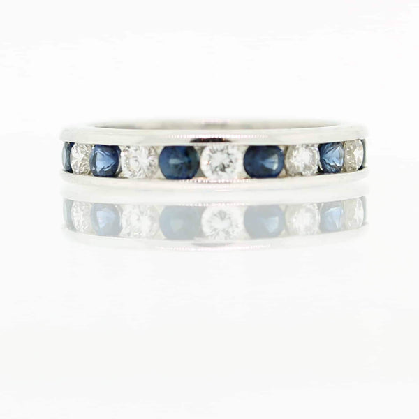 Platinum Sapphire and Diamond Eternity Band