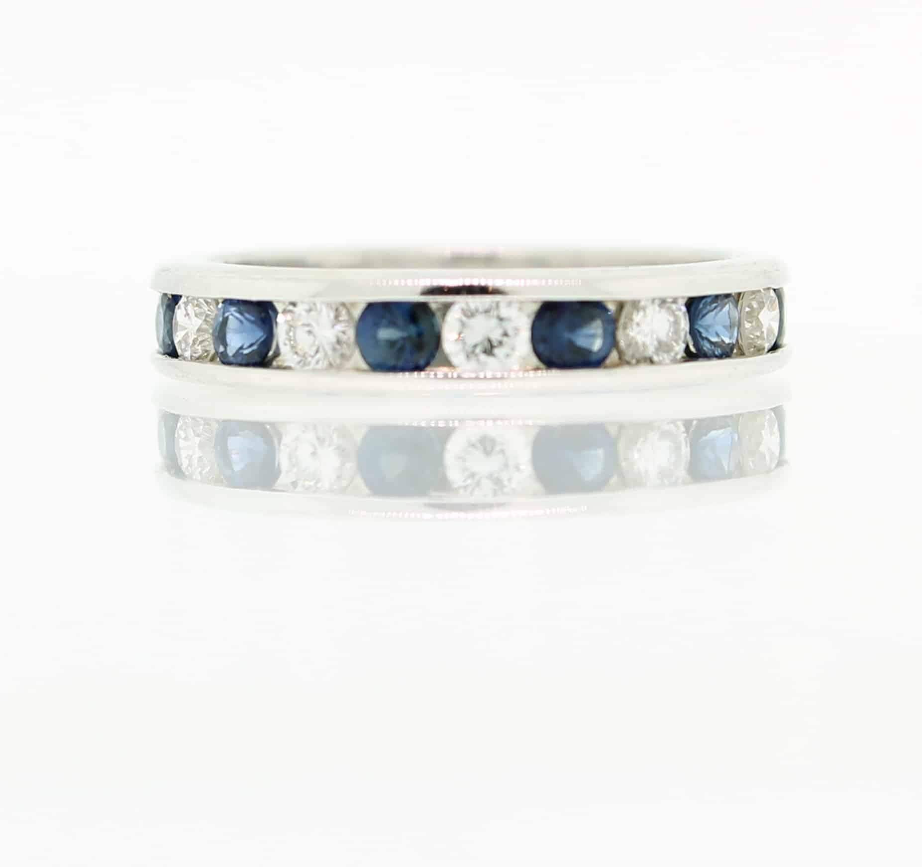 Platinum Sapphire and Diamond Eternity Band