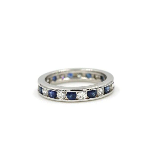 Platinum Sapphire and Diamond Eternity Band