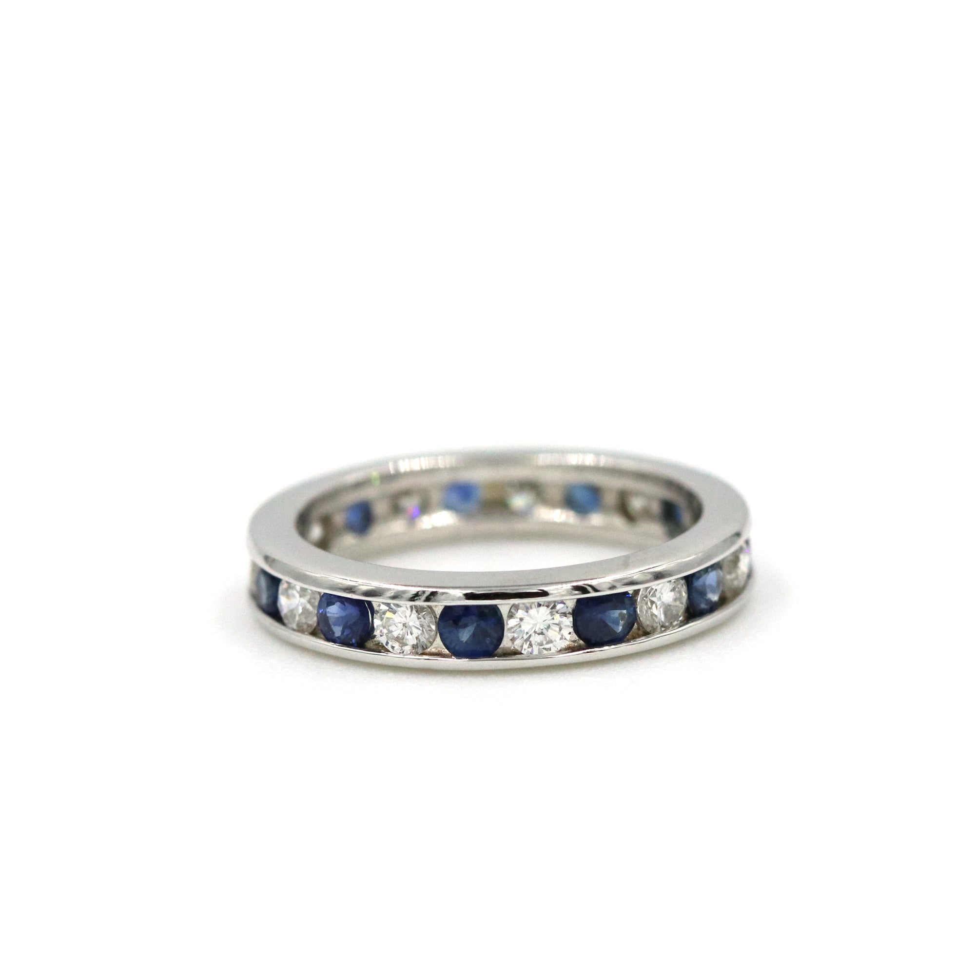 Platinum Sapphire and Diamond Eternity Band