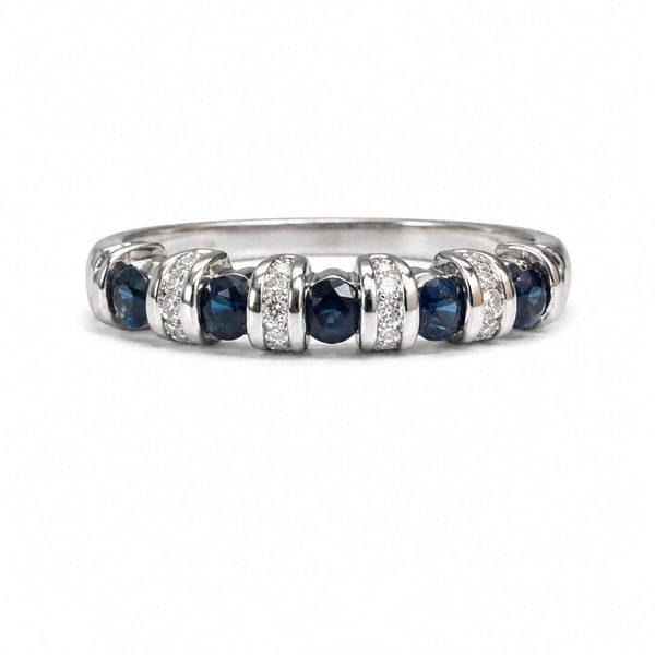 14kt Gold Sapphire and Diamond Band