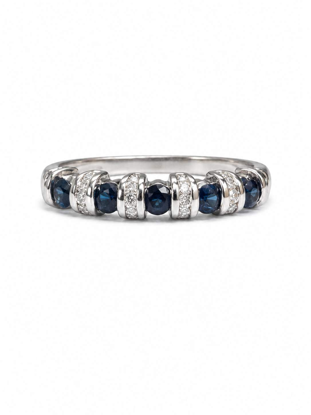 14kt Gold Sapphire and Diamond Band