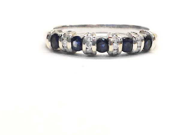 14K WG Blue Sapphires And Diamond Channel Set Band Provident Jewelery
