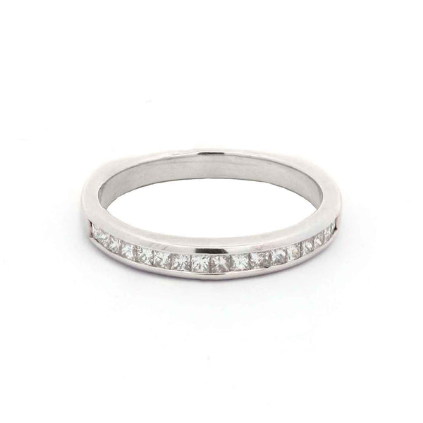 14K White Gold ~.85Ctw Princess Cut Diamond Band Provident Jewelery