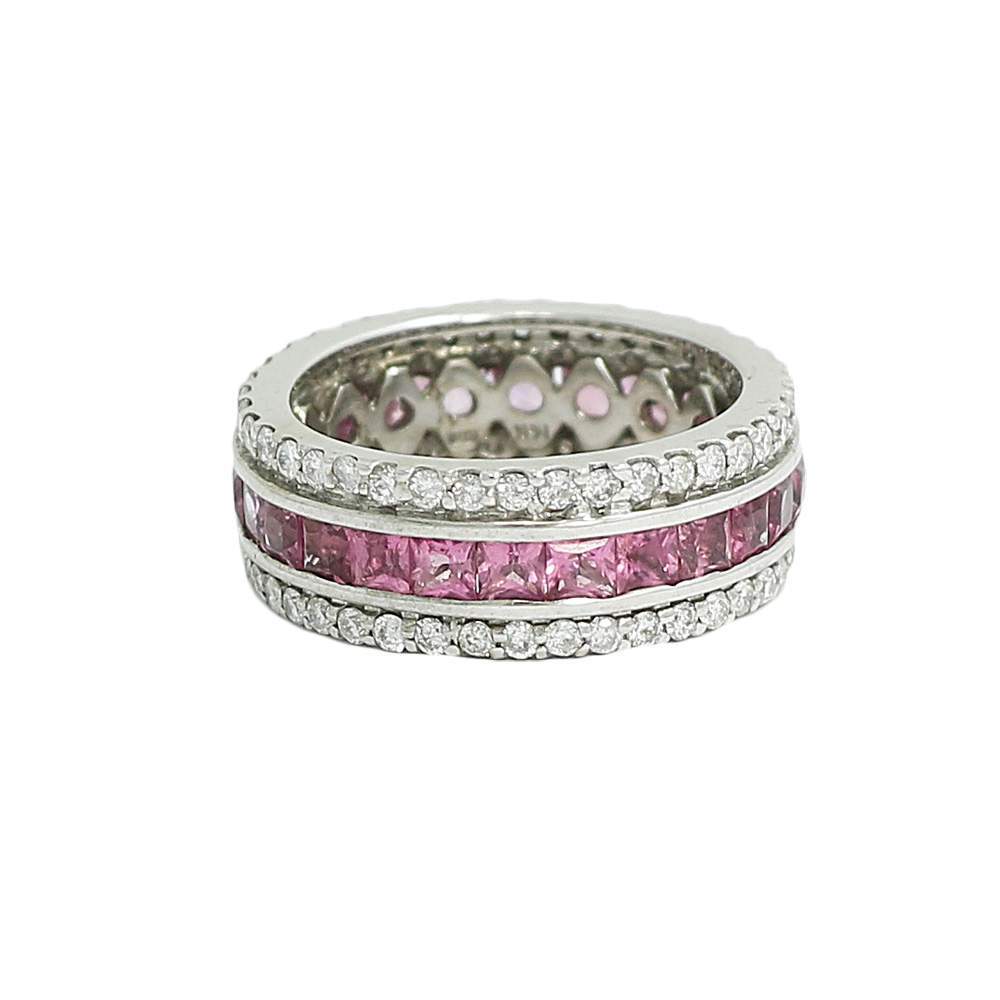 14kt Gold Pink Sapphire and Diamond Band