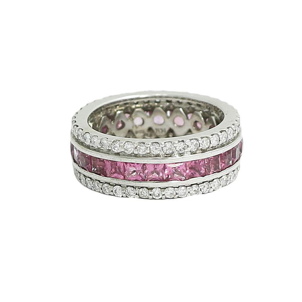 14kt Gold Pink Sapphire and Diamond Band