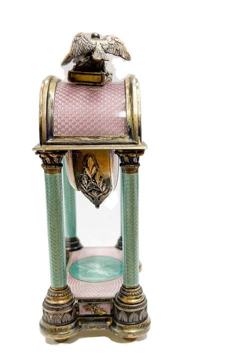 Vintage Deicer Guilloche Enamel Desk Clock