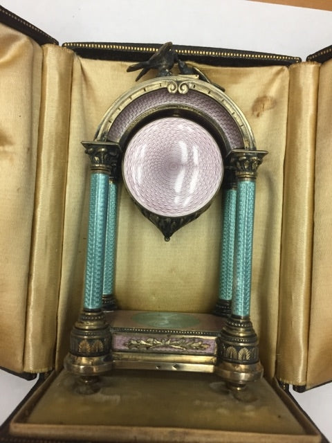 Vintage Deicer Guilloche Enamel Desk Clock