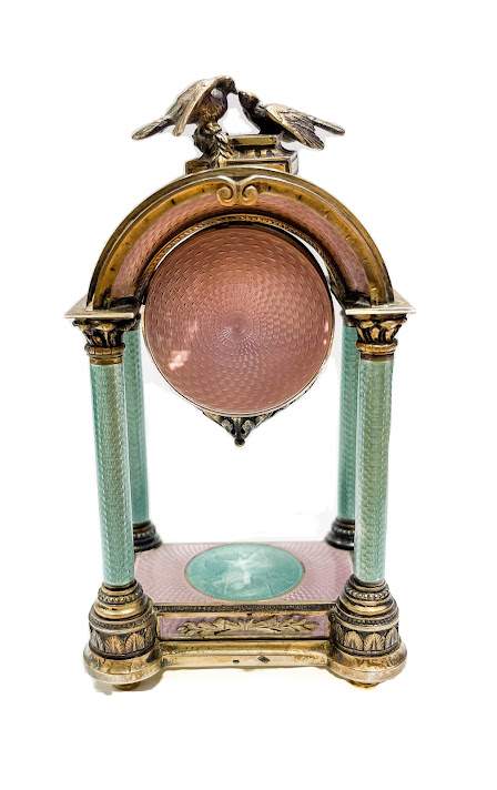 Vintage Deicer Guilloche Enamel Desk Clock