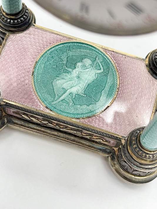 Vintage Deicer Guilloche Enamel Desk Clock