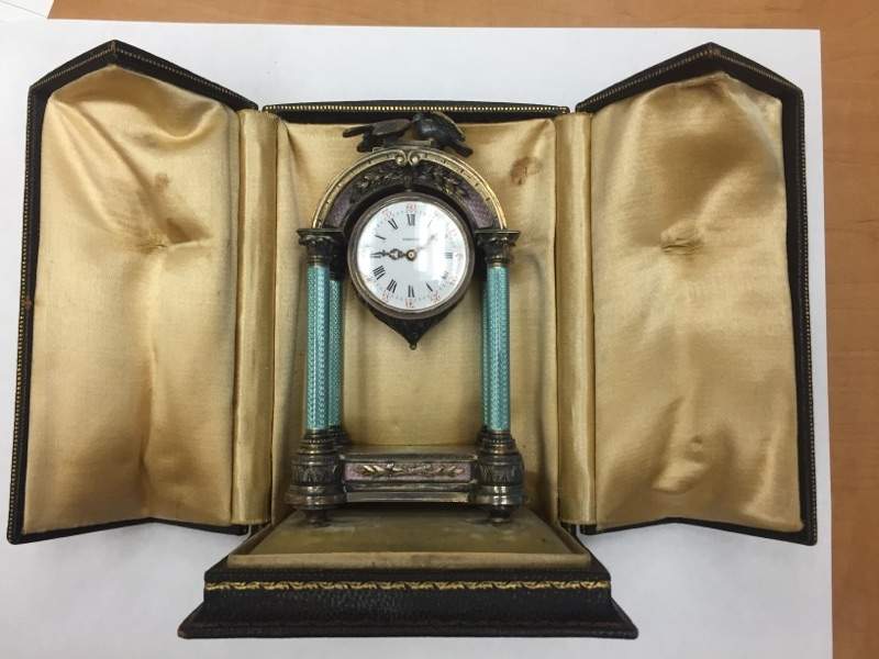 Vintage Deicer Guilloche Enamel Desk Clock