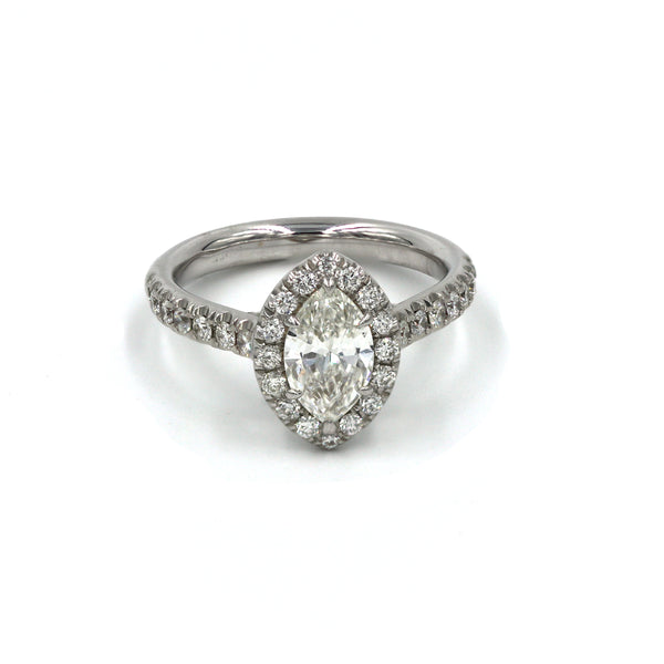 Provident Custom 18kt Gold Marquise Diamond Halo Ring