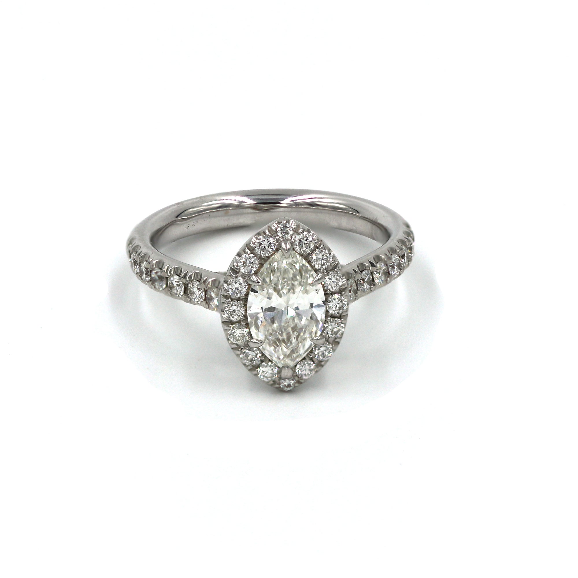 Provident Custom 18kt Gold Marquise Diamond Halo Ring