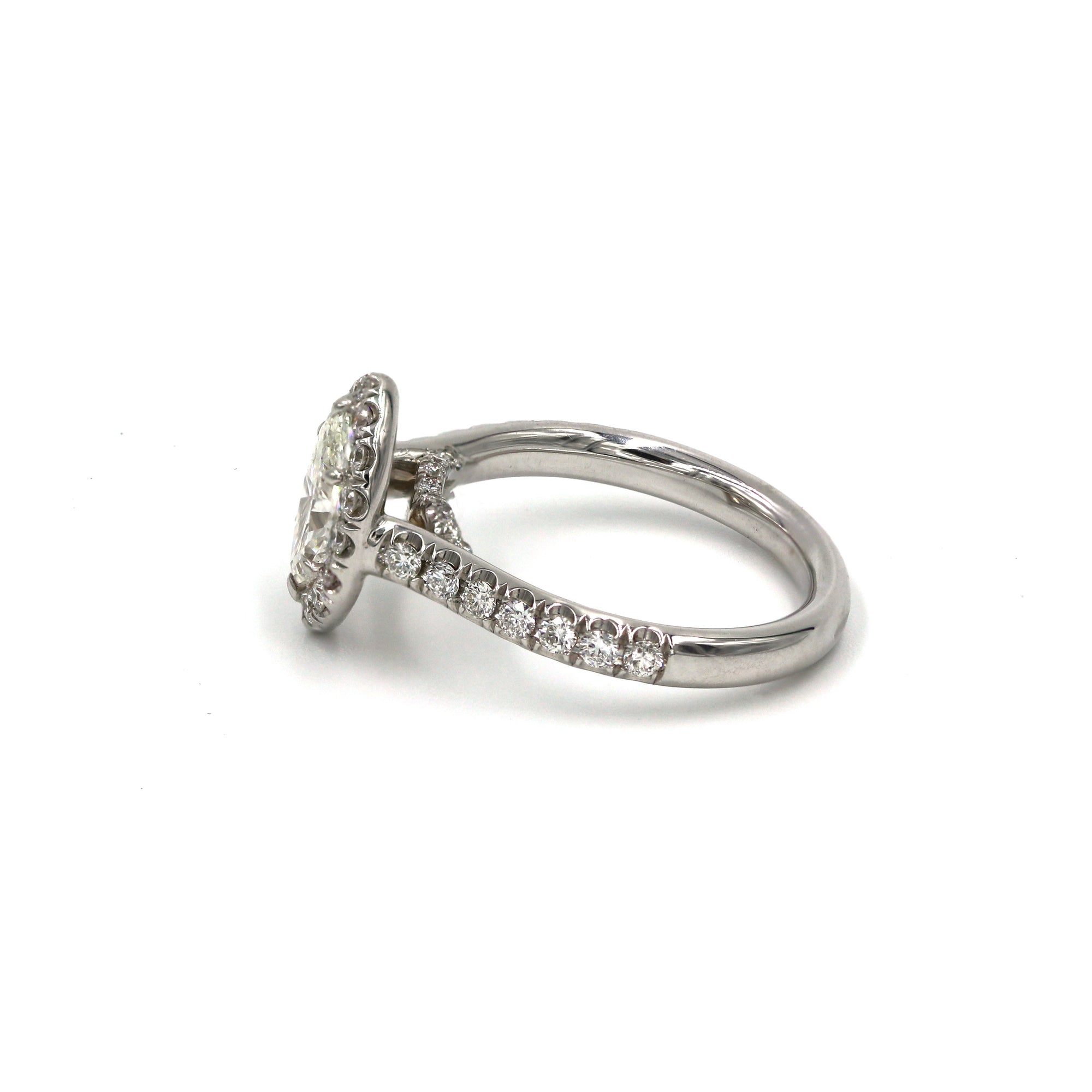 Provident Custom 18kt Gold Marquise Diamond Halo Ring