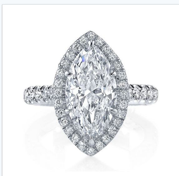 Provident Custom 18kt Gold Marquise Diamond Halo Ring