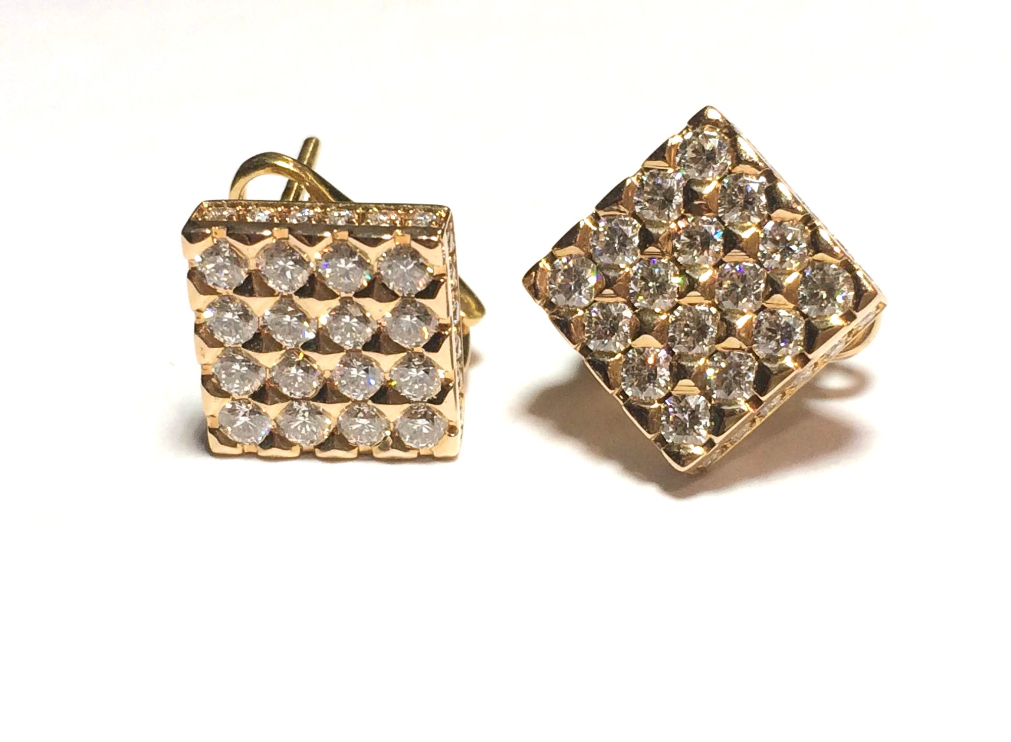 Designer Unknown, Classic Style 18K YG  ~1.76ctw (GH/VS)Diamond Fashion Earrings, Posts With Omega Clips. Provident Jewelery